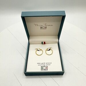 Mia Fiore Italy Earrings NWT 18k Gold Plated .925 Sterling Silver Hoop
